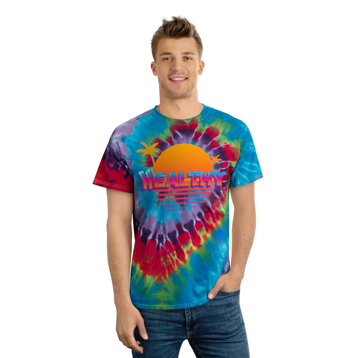 WHEALTHY Collection Mens/Unisex Tie-Dye T-Shirt, Spiral