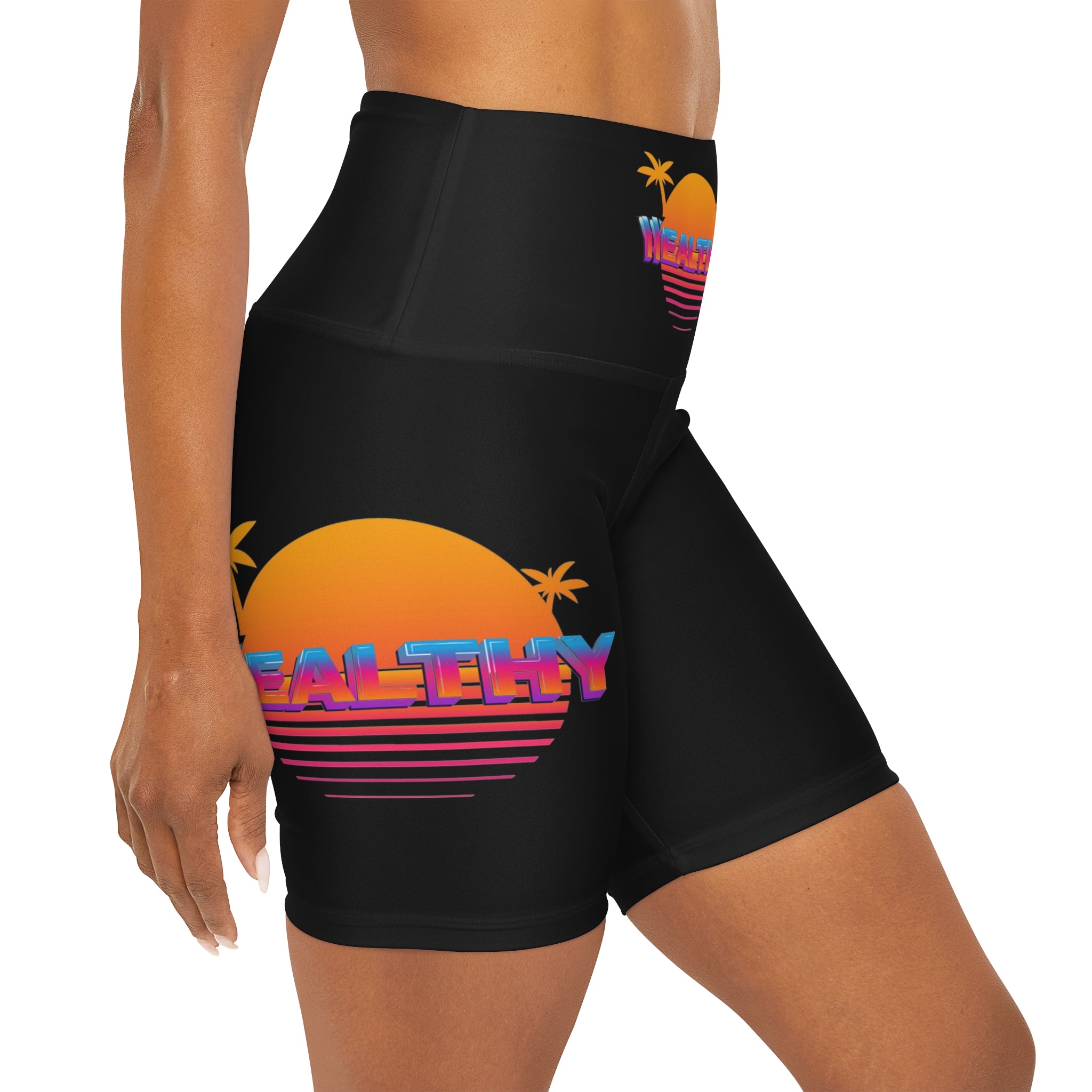 High Waisted Yoga Shorts (AOP)