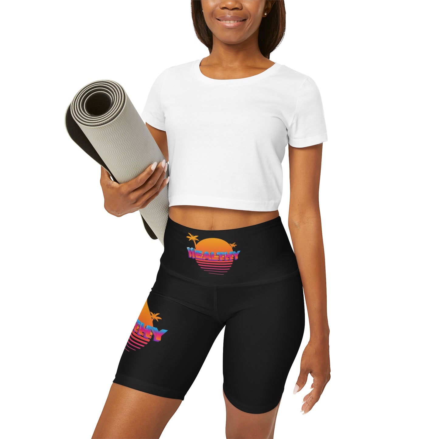 High Waisted Yoga Shorts (AOP)