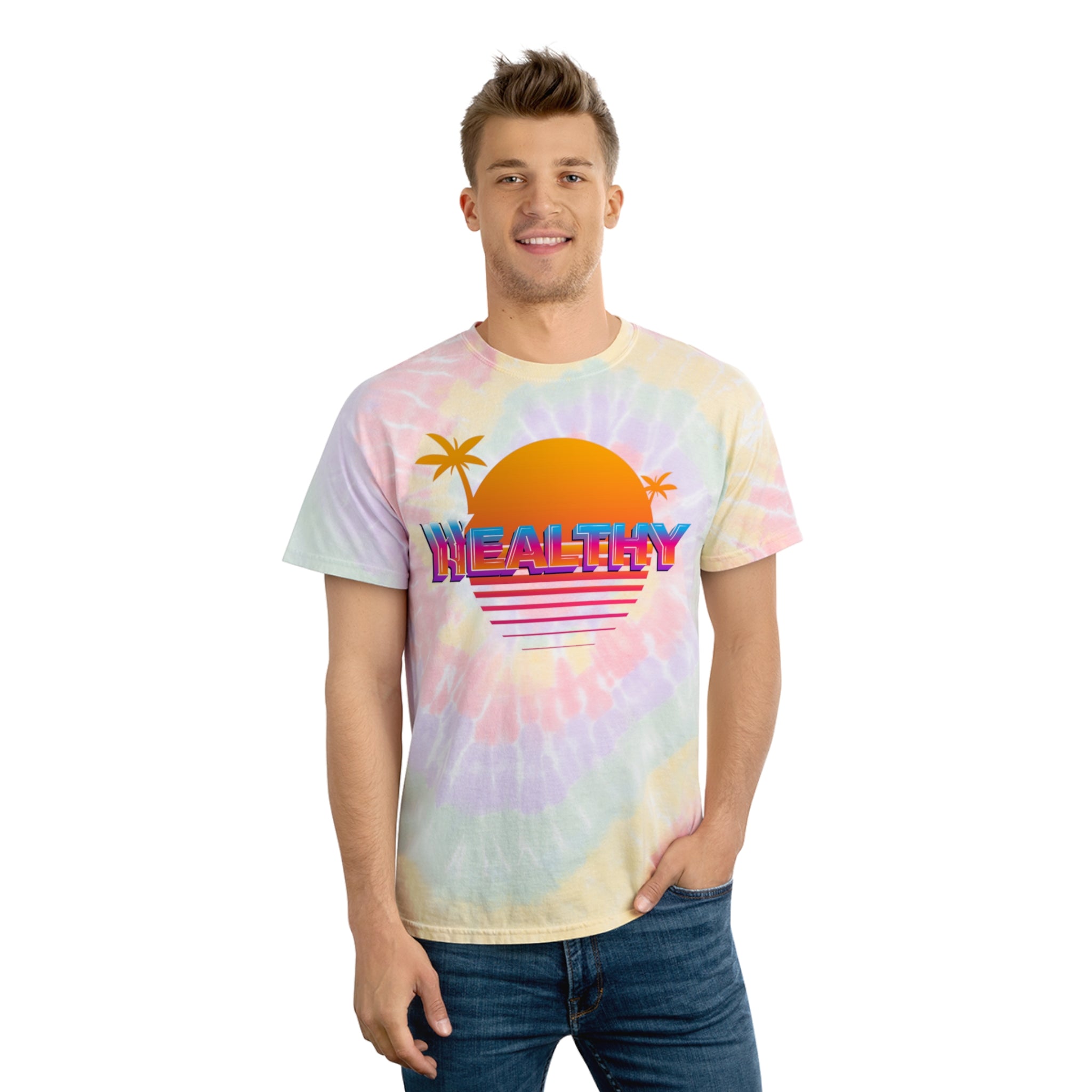 WHEALTHY Collection Mens/Unisex Tie-Dye T-Shirt, Spiral