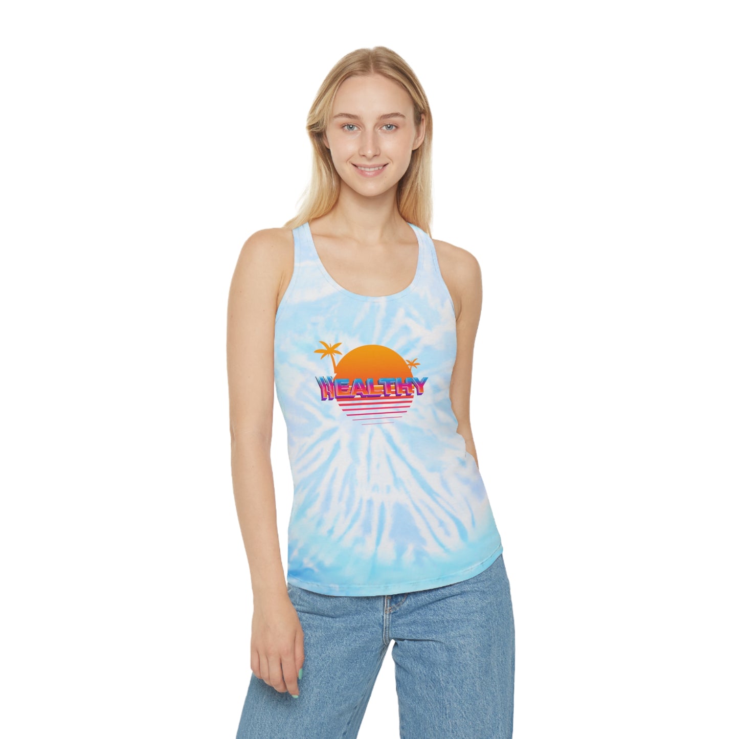 WHEALTHY Collection Women's Tie Dye Racerback Tank Top