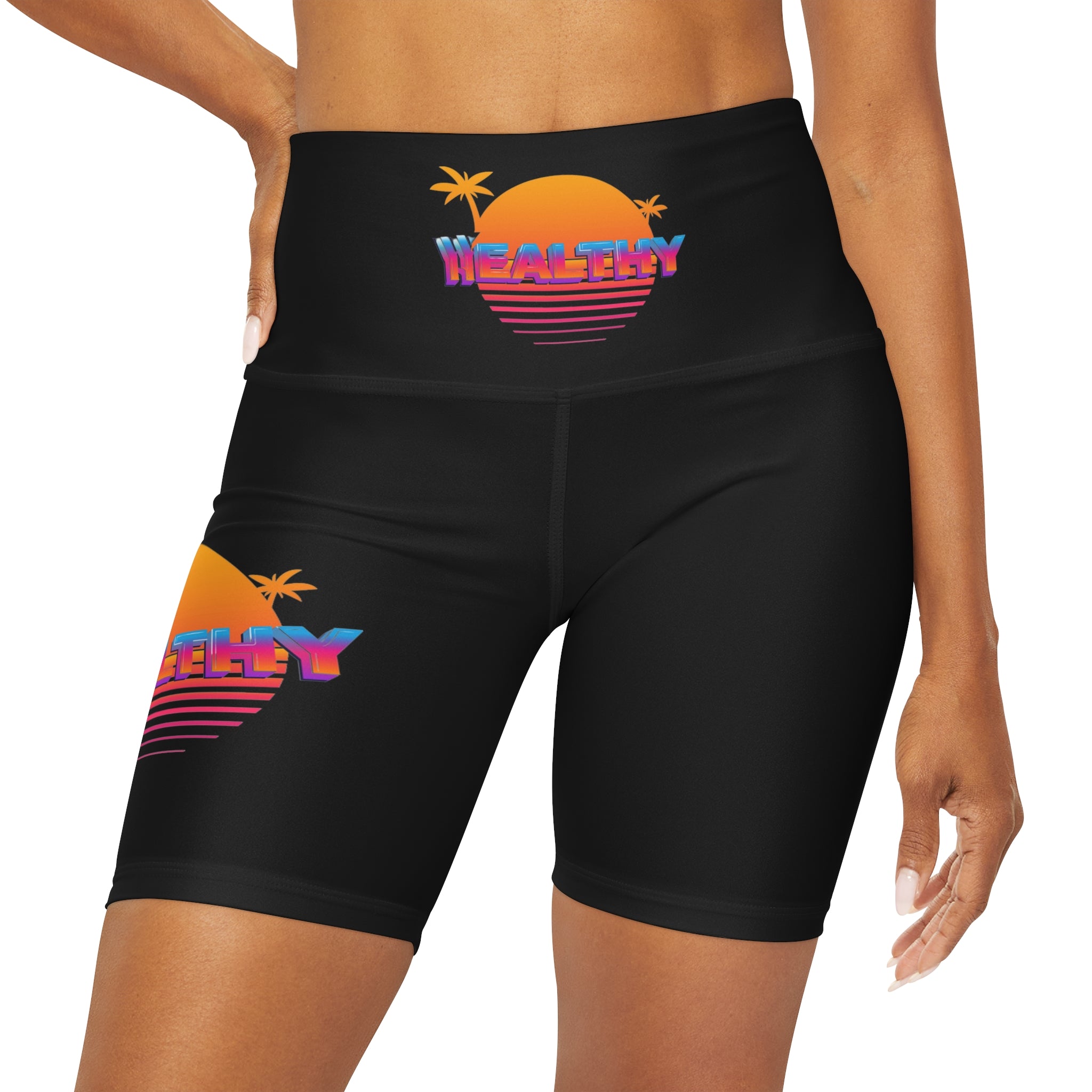 High Waisted Yoga Shorts (AOP)