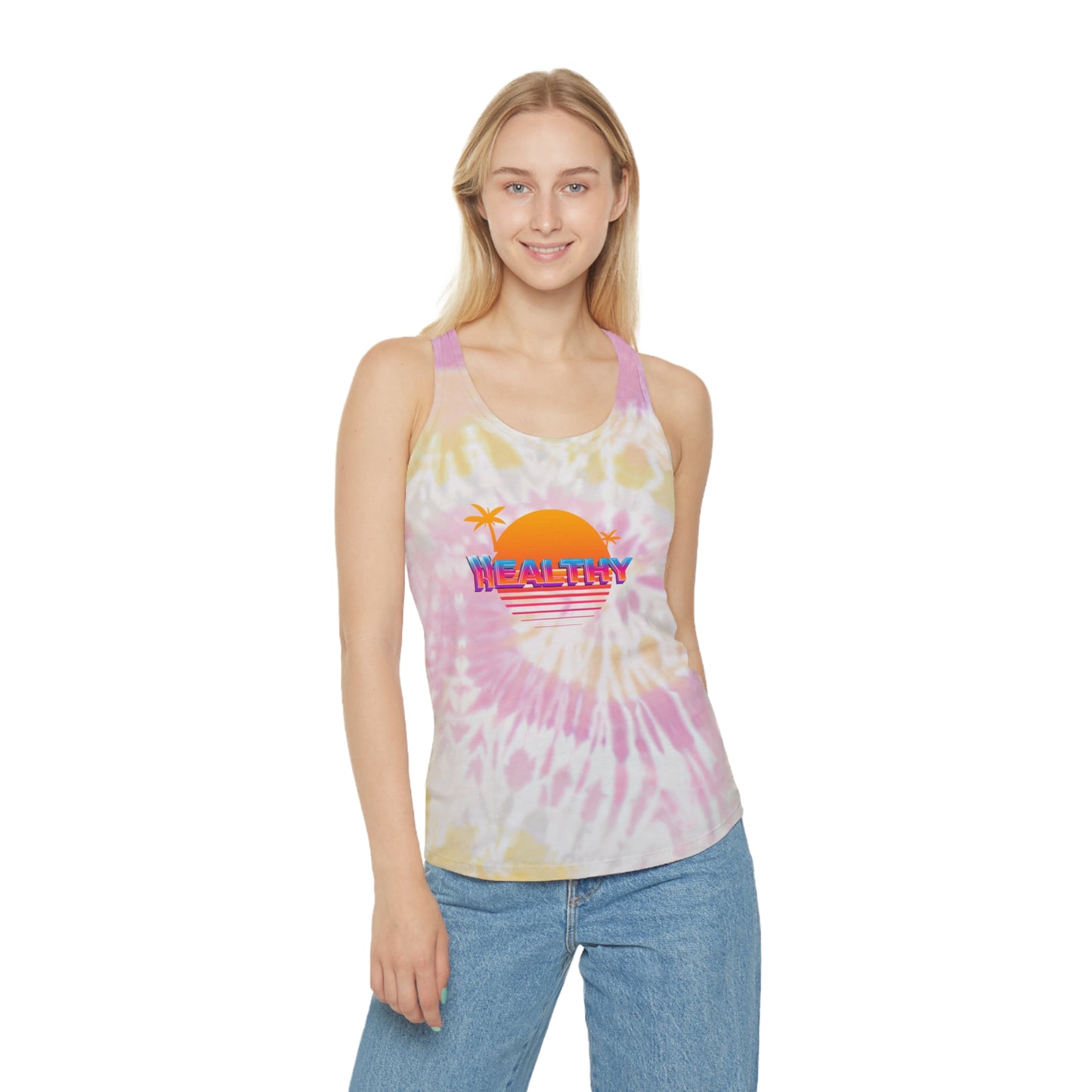 WHEALTHY Collection Women's Tie Dye Racerback Tank Top