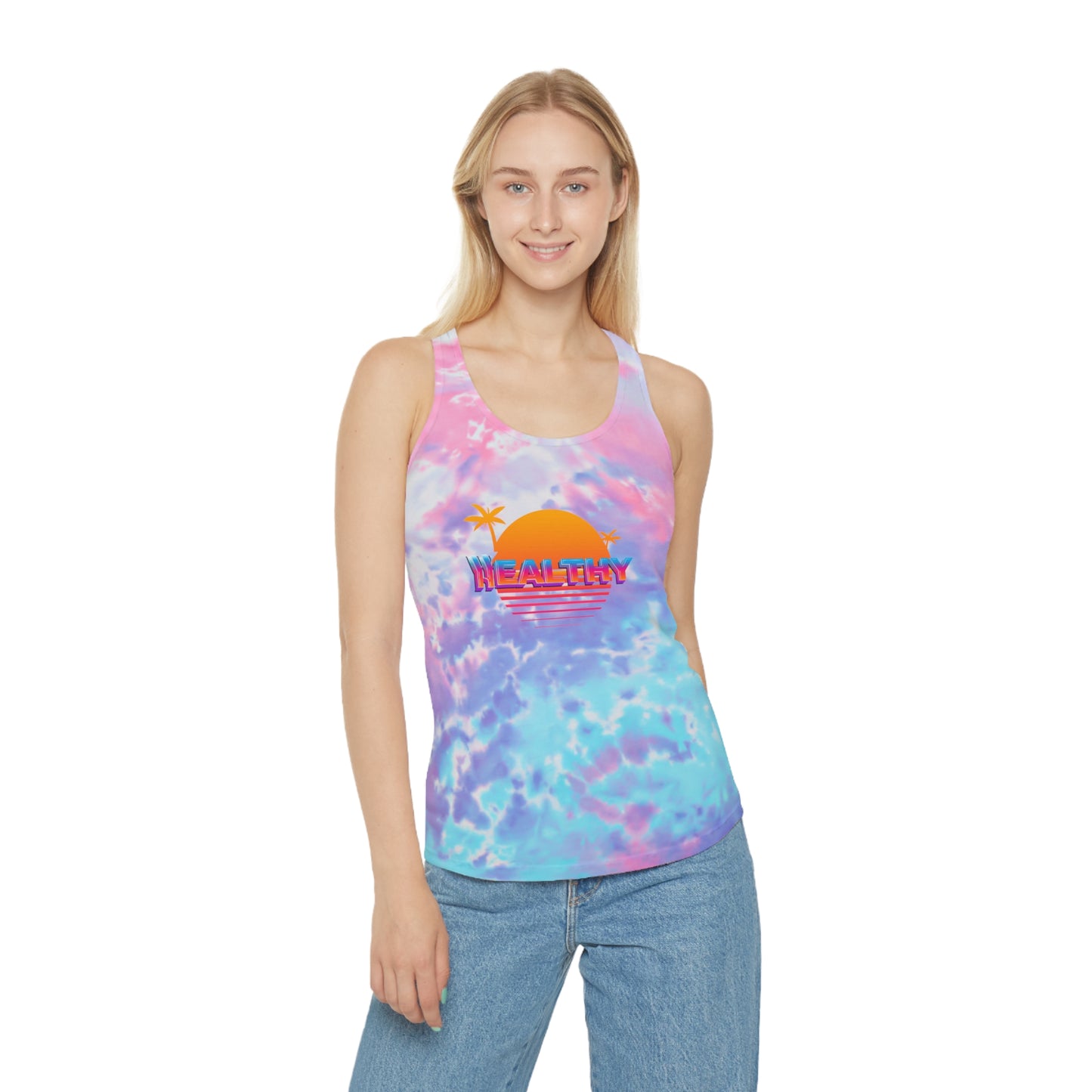 WHEALTHY Collection Women's Tie Dye Racerback Tank Top