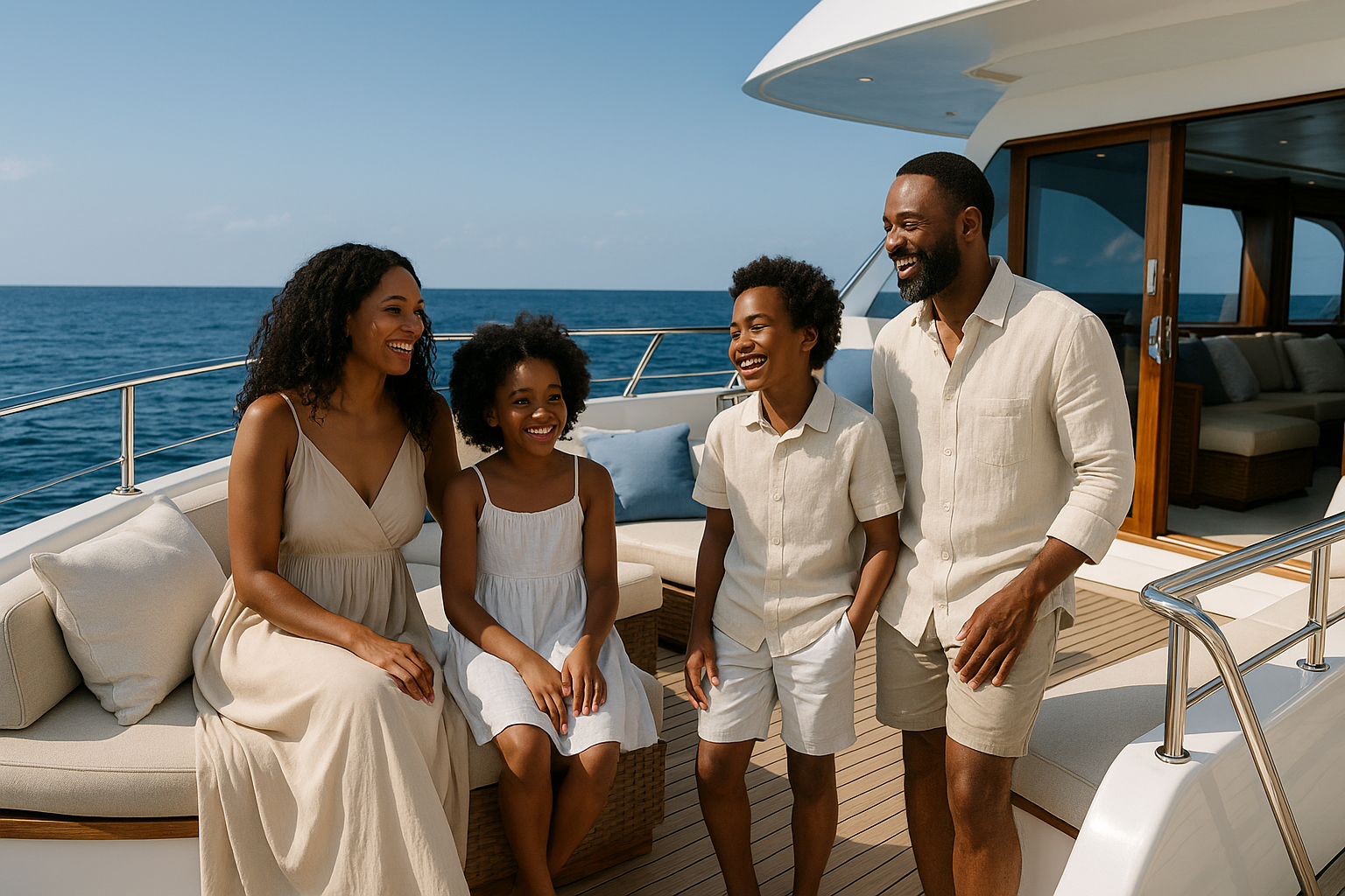 Black Family on a yacht