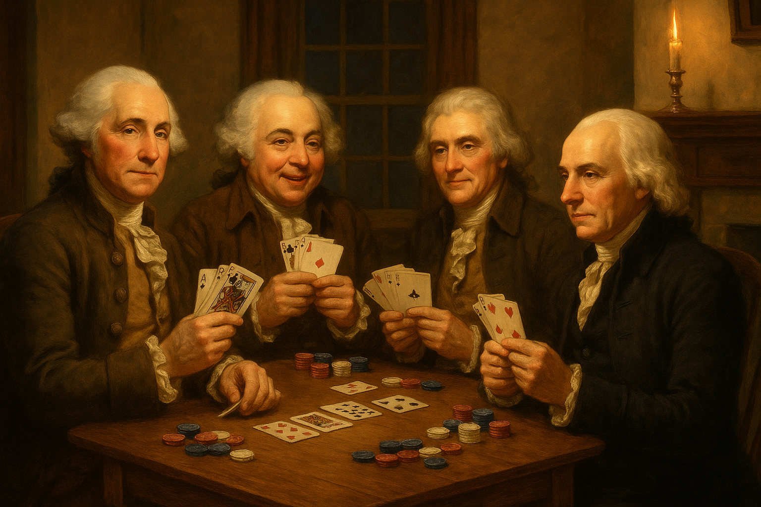 The 1st 4 presidents playing poker together